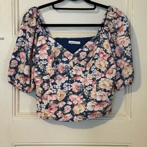 Abercrombie & Fitch Corset Puff Sleeve Top